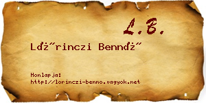 Lőrinczi Bennó névjegykártya